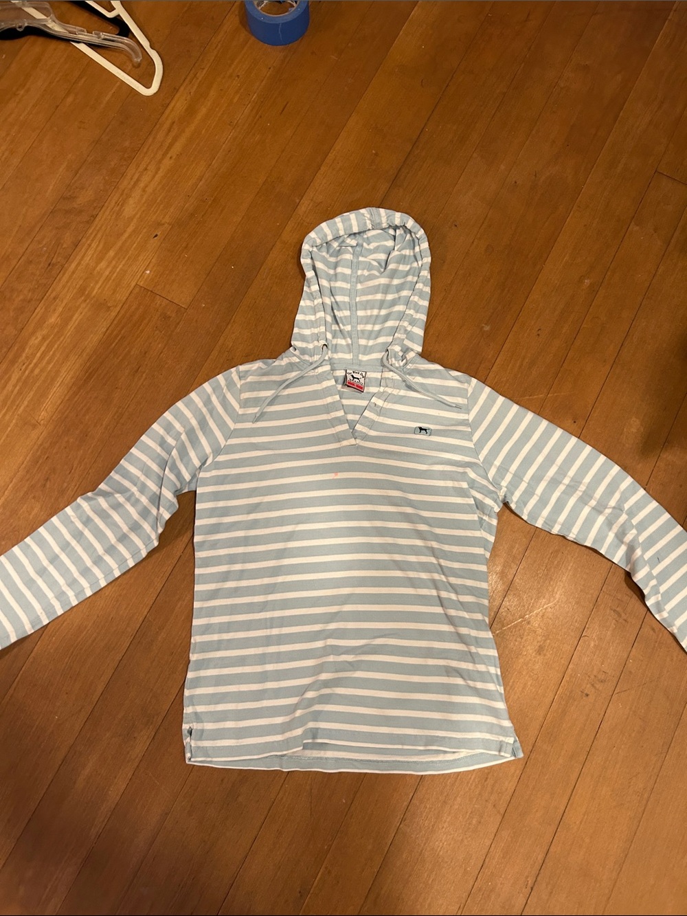 The Black Dog Striped Hoodie - Light Blue & White
